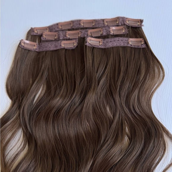 Human hair blend Luxurious Chestnut Brown Hair Extensions - Picture 4 of 8